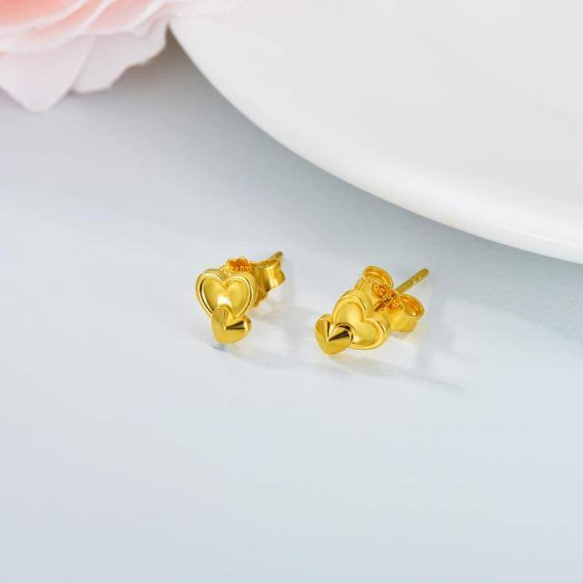 Boucles d'oreilles en or 18 carats avec cœur-4