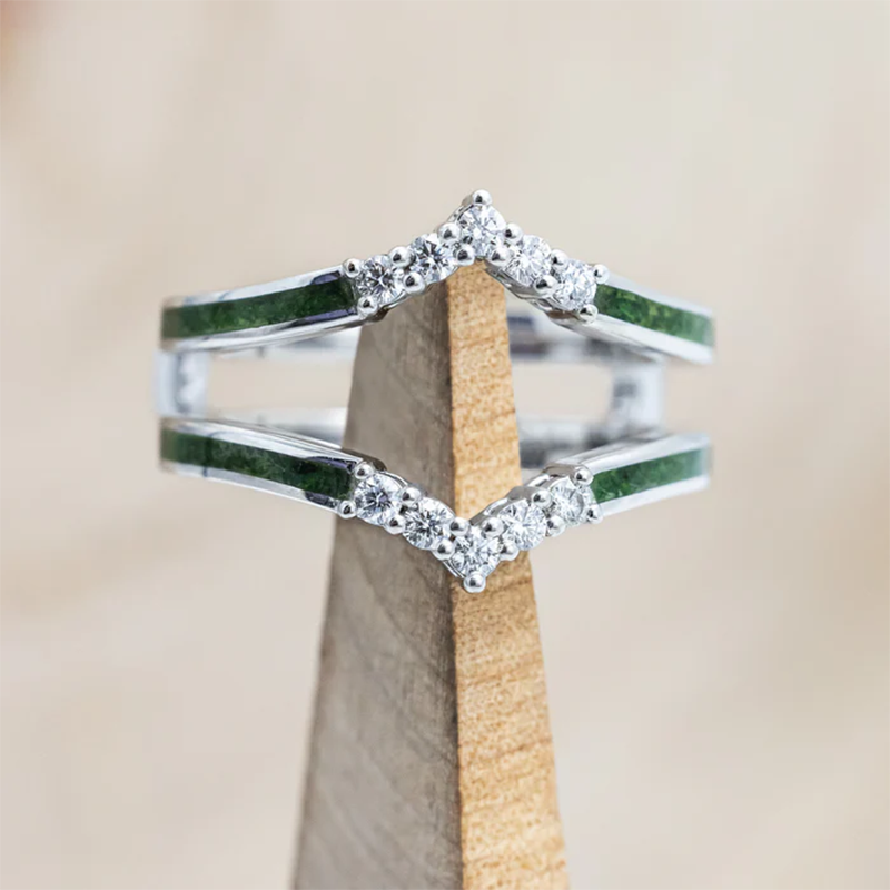 Anillo de compromiso de ágata musgosa de corte hexagonal en plata de ley con baño de oro amarillo-9