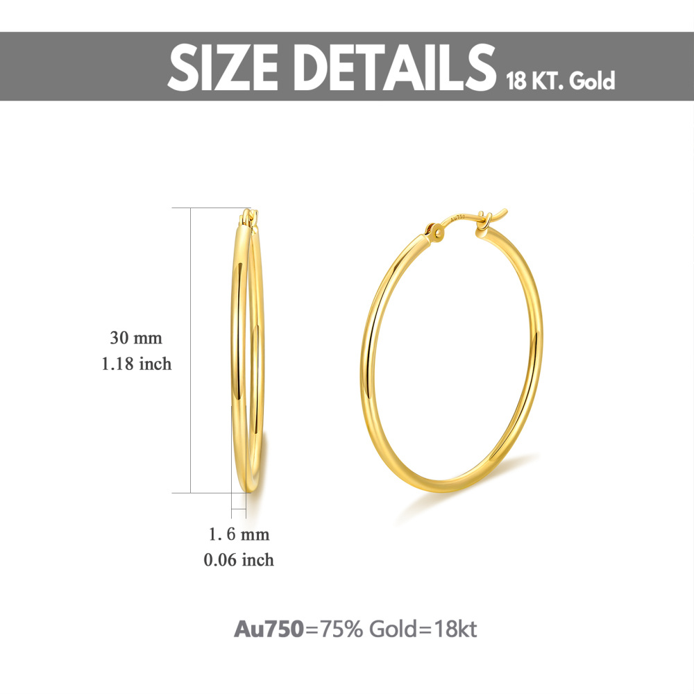 10K Gold 30mm Round Hoop Earrings-5