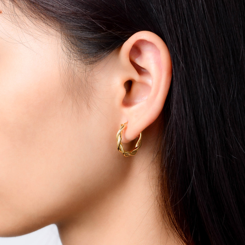 14K White Gold Hoop Earrings-2