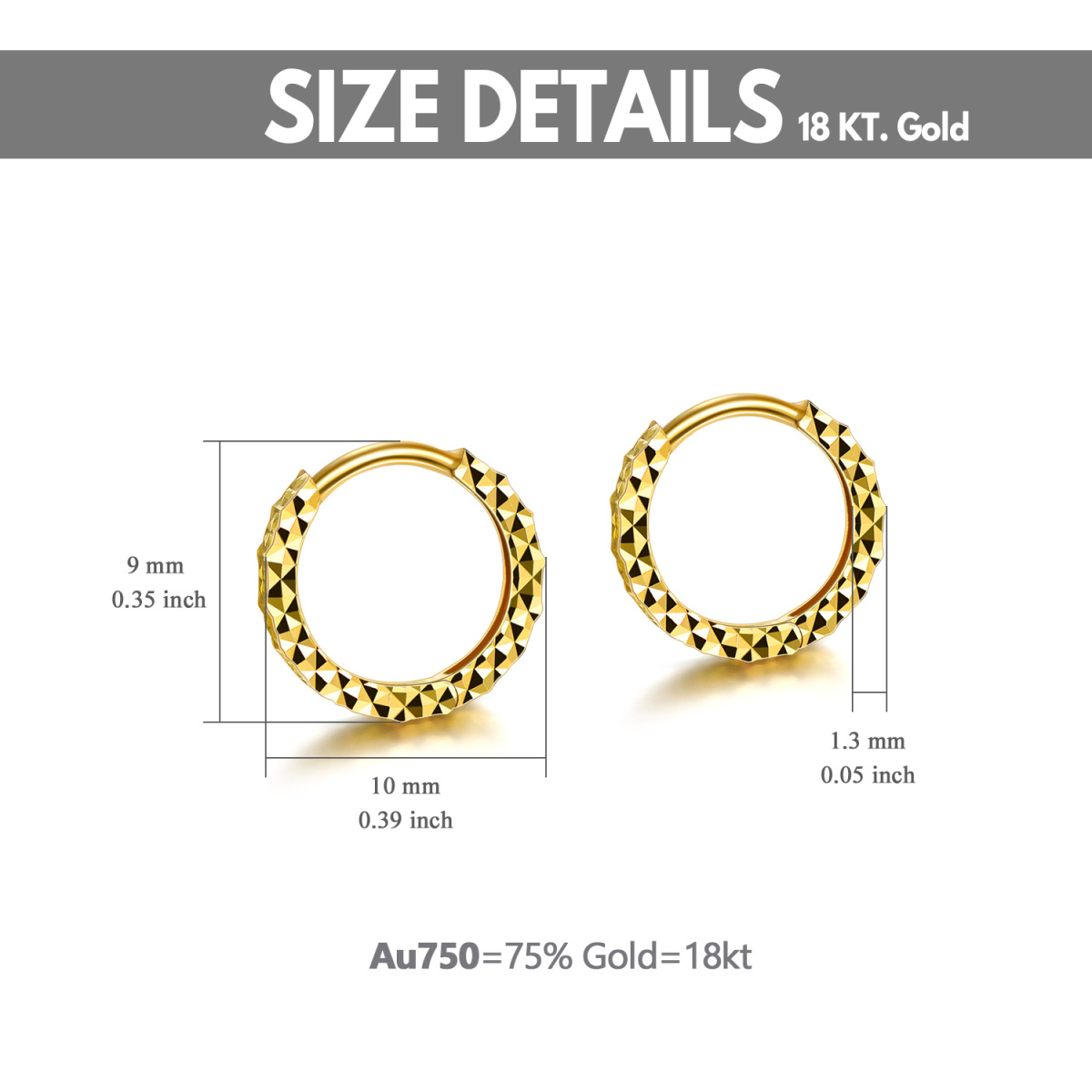 10K Gold Diamond Round Hoop Earrings-4