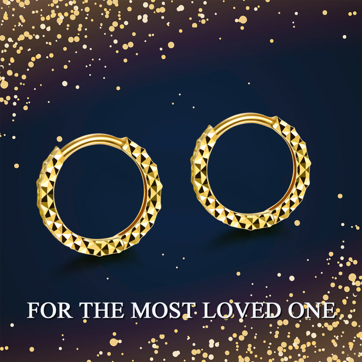 10K Gold Diamond Round Hoop Earrings-5