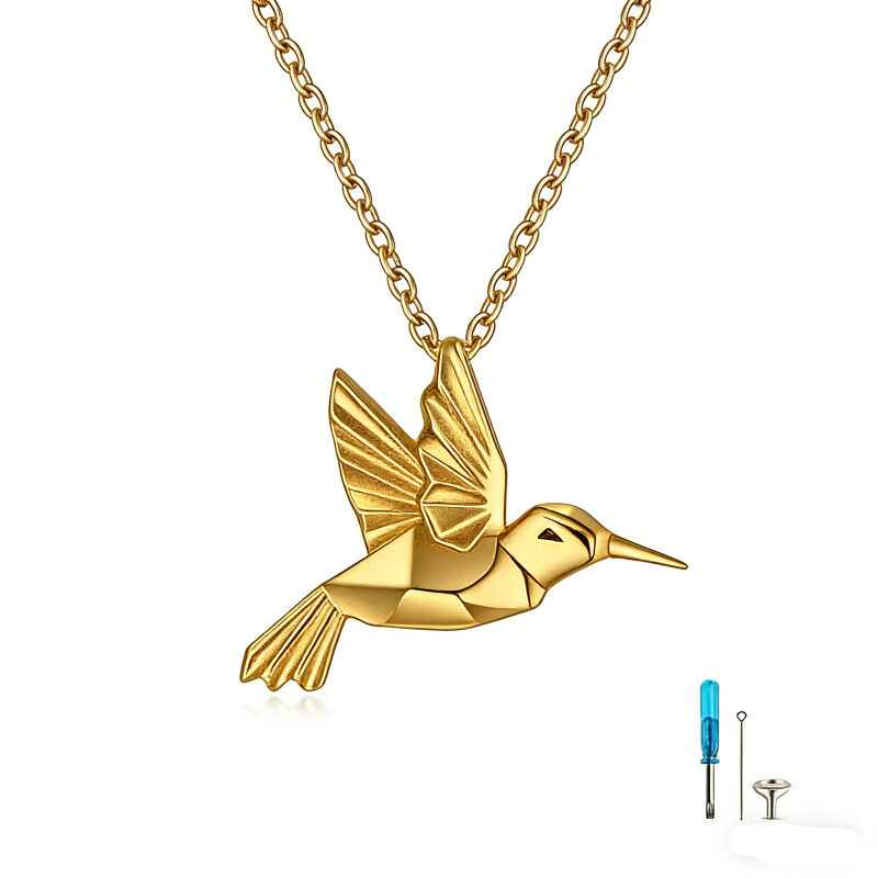 14K Gold Hummingbird Urn Necklace for Ashes-1