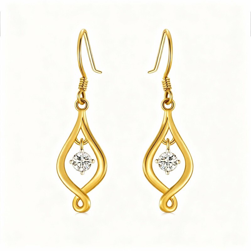 Ohrhänger mit Unendlichkeitssymbol aus 10-karätigem Gold und Zirkonia-1