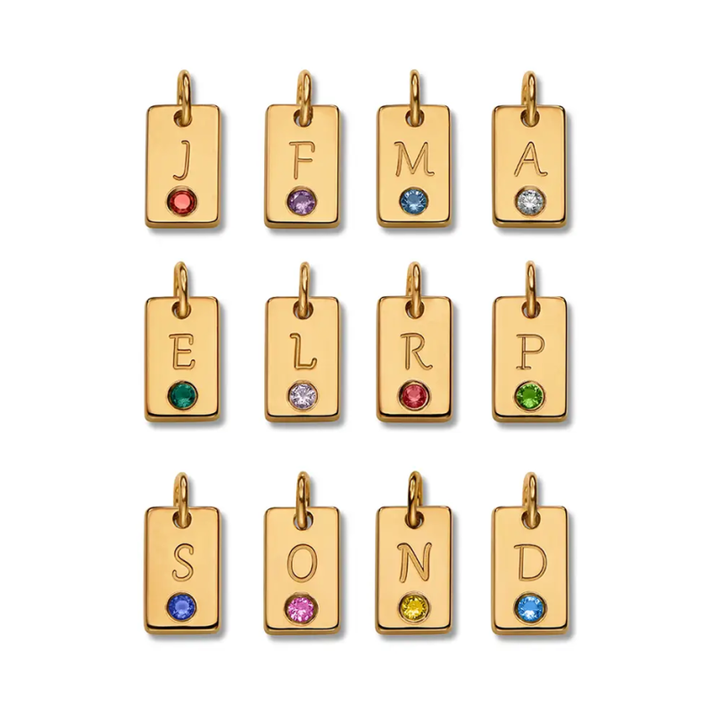 Bracelet de cheville en argent sterling plaqué or jaune avec initiale et pierre de naissance-4