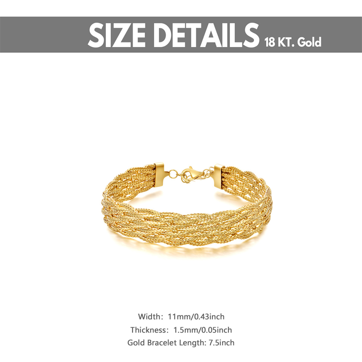 Pulseira entrelaçada em camadas de ouro 18K-5