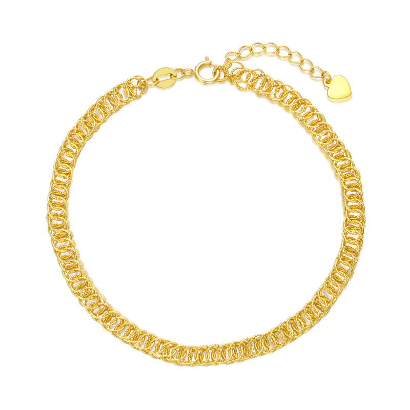 18K Gold Interlocking - Ring Chain Bracelet-1