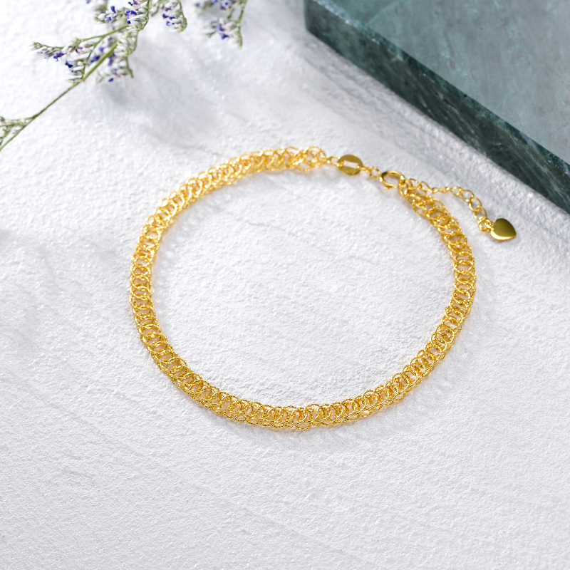 18K Gold Interlocking - Ring Chain Bracelet-3