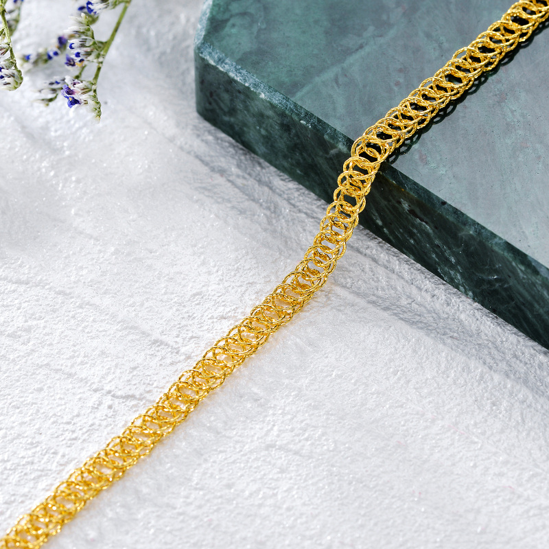 18K Gold Interlocking - Ring Chain Bracelet-4