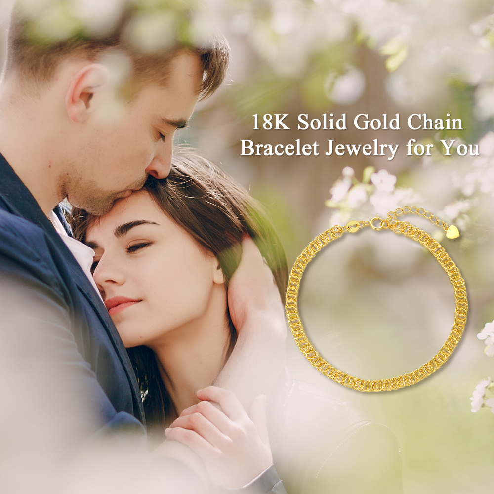 10K Gold Interlocking - Ring Chain Bracelet-5