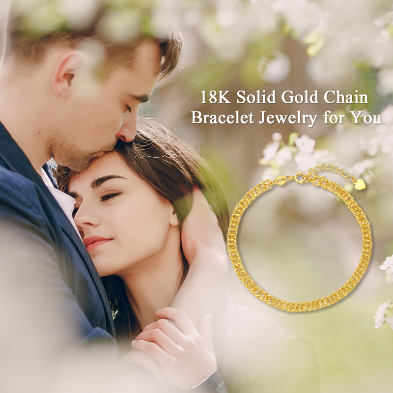 18K Gold Interlocking - Ring Chain Bracelet-5