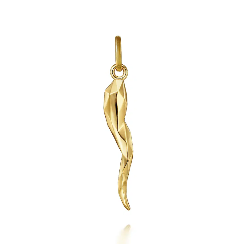 Sterling Silver with Yellow Gold Plated Italian Horn Pendant Charms-14