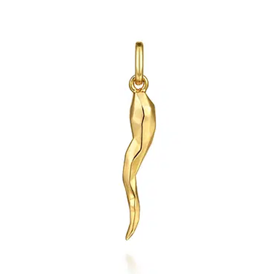 Dijes colgantes de cuerno italiano de oro de 18 quilates-3