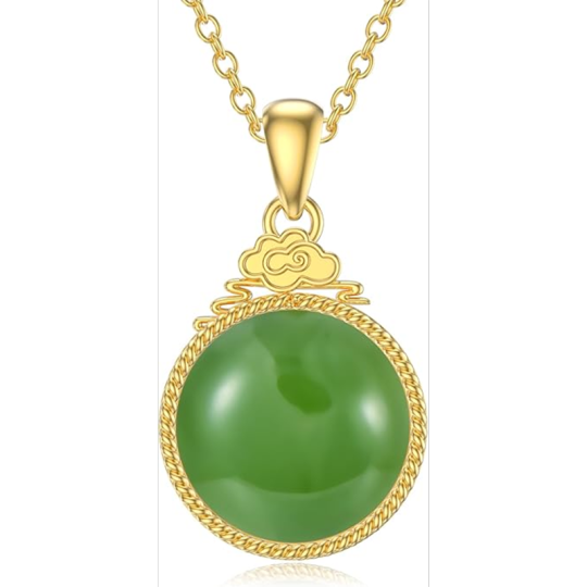 10K Gold Jade Round Metal Choker Necklace