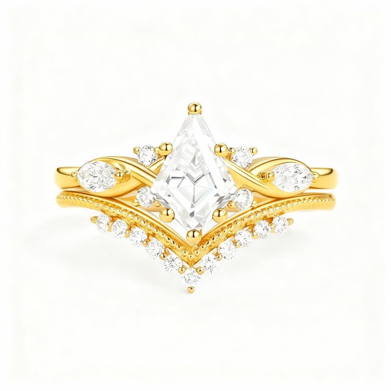 Komplet ślubny z symbolem nieskończoności w szlifie latawca 14K ze złota-1