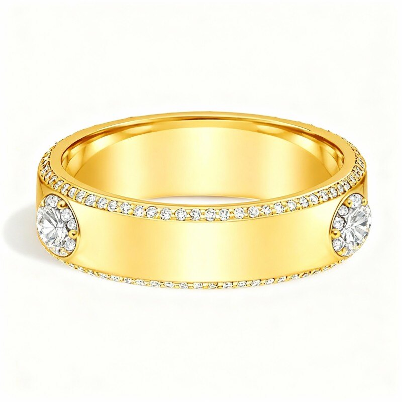 Obrączka ślubna wykonana ze złota 10K o masie 0,4 ct z diamentami wykonanymi laboratoryjnie, kolor D, czystość VVS 3EX-1