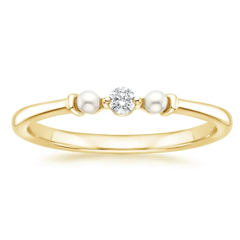 Aliança de casamento personalizada com gravura personalizada em ouro 10K criado em laboratório, pérola de diamante, cor F/G, pureza SI1, certificação IGI 3EX-11