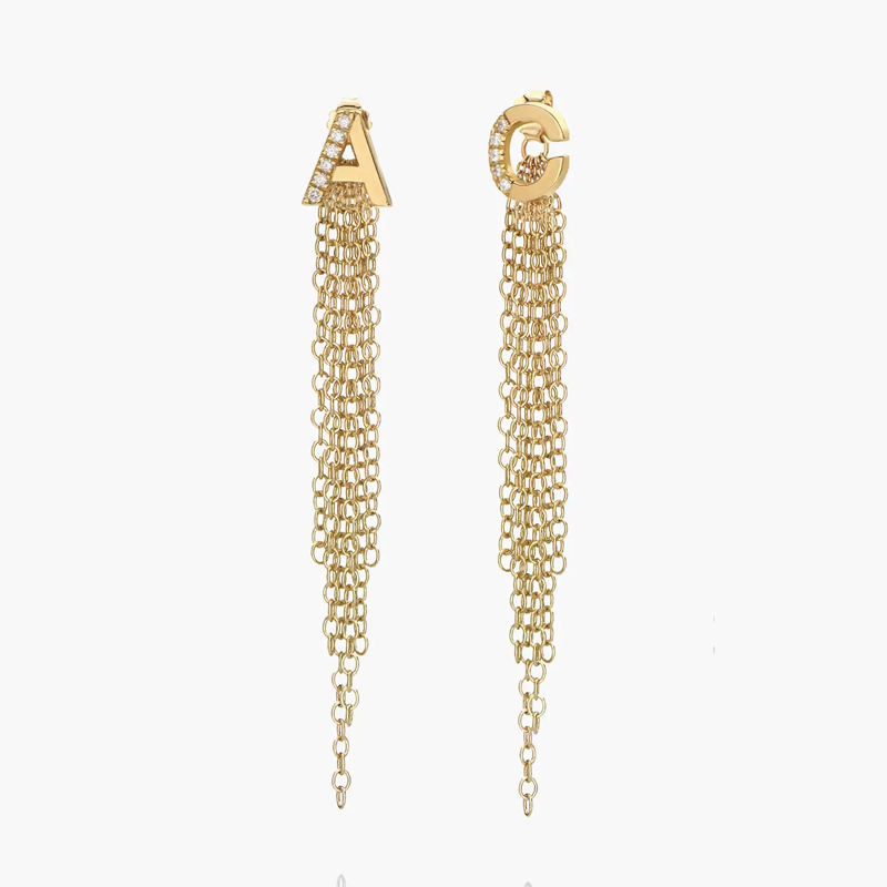 Pendientes colgantes personalizados con inicial de diamante creado en laboratorio en oro vermeil para mujer-1