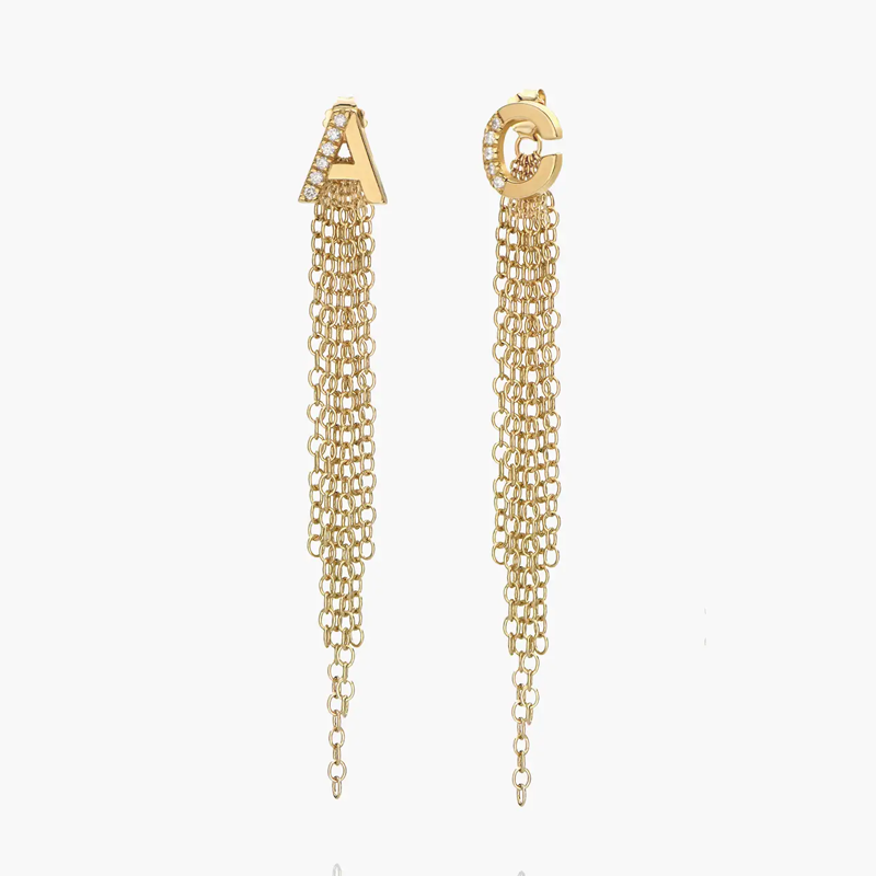 Gold Vermeil Lab Created Diamond Personalized Initial Drop Earrings for Women-1