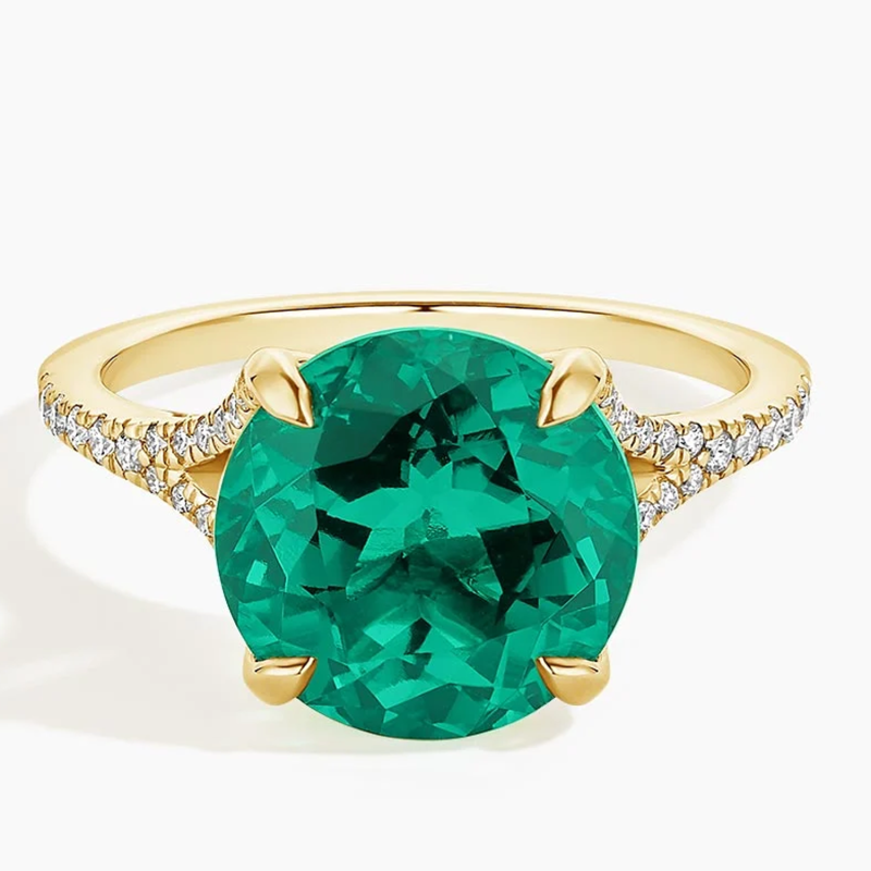 10K Gold 2.5 to 7.5 CT.T.W. Round Emerald Custom Engagement Ring-14