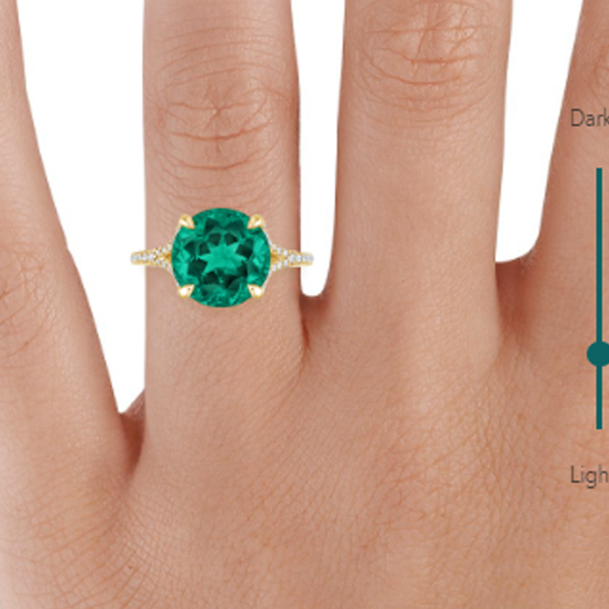 18K Gold Lab Emerald &1/5ct Diamond Personalized Engraving Couple Engagement Ring-2