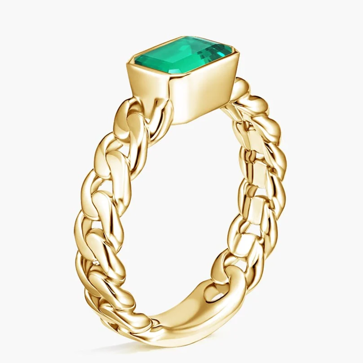 18K gouden Lab Emerald koppel trouwkettingring-4