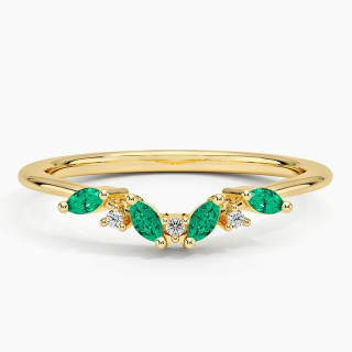 10K Gold Lab Emerald and Diamond Engraving & Couple Engagement Ring-45