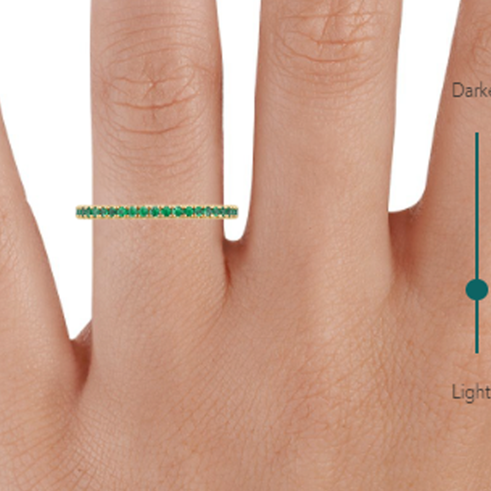 10K White Gold Lab Emerald Personalized Engraving & Wedding Ring-3