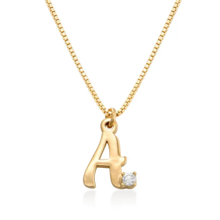 Gold Vermeil Lab Grown Diamond Personalized Initial Necklace for Women-19