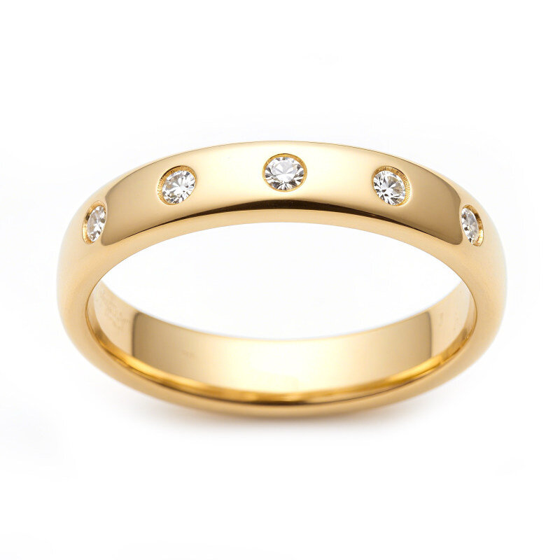 Bague de mariage sur mesure en or 18 carats sertie de diamants de laboratoire, couleur D, pureté VS, 3EX-1