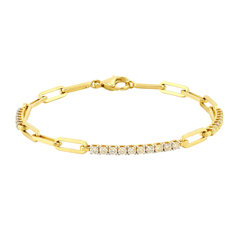 Pulsera con diamantes de laboratorio de oro de 10 quilates y diseño de clip de papel-1