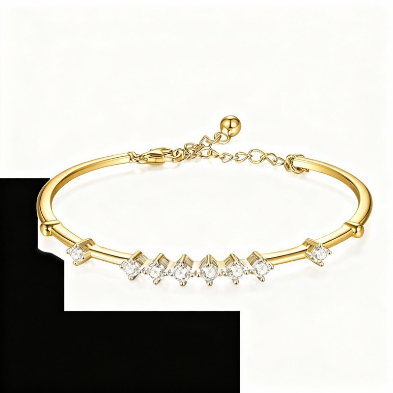 Bracelet jonc simple en or 10 carats serti de diamants de laboratoire-1