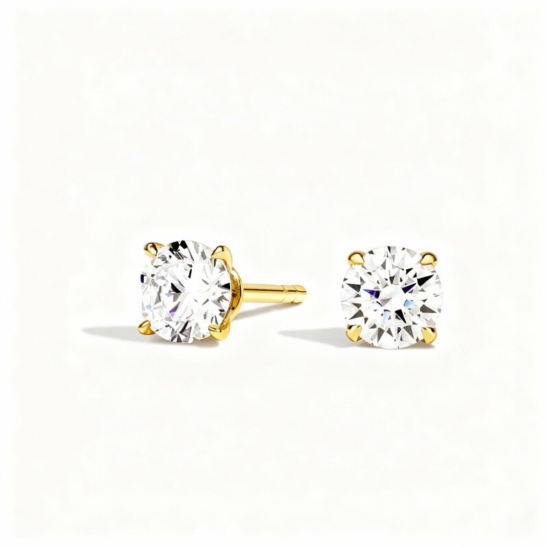 14K Gold Laboratory Diamonds Stud Earrings-1