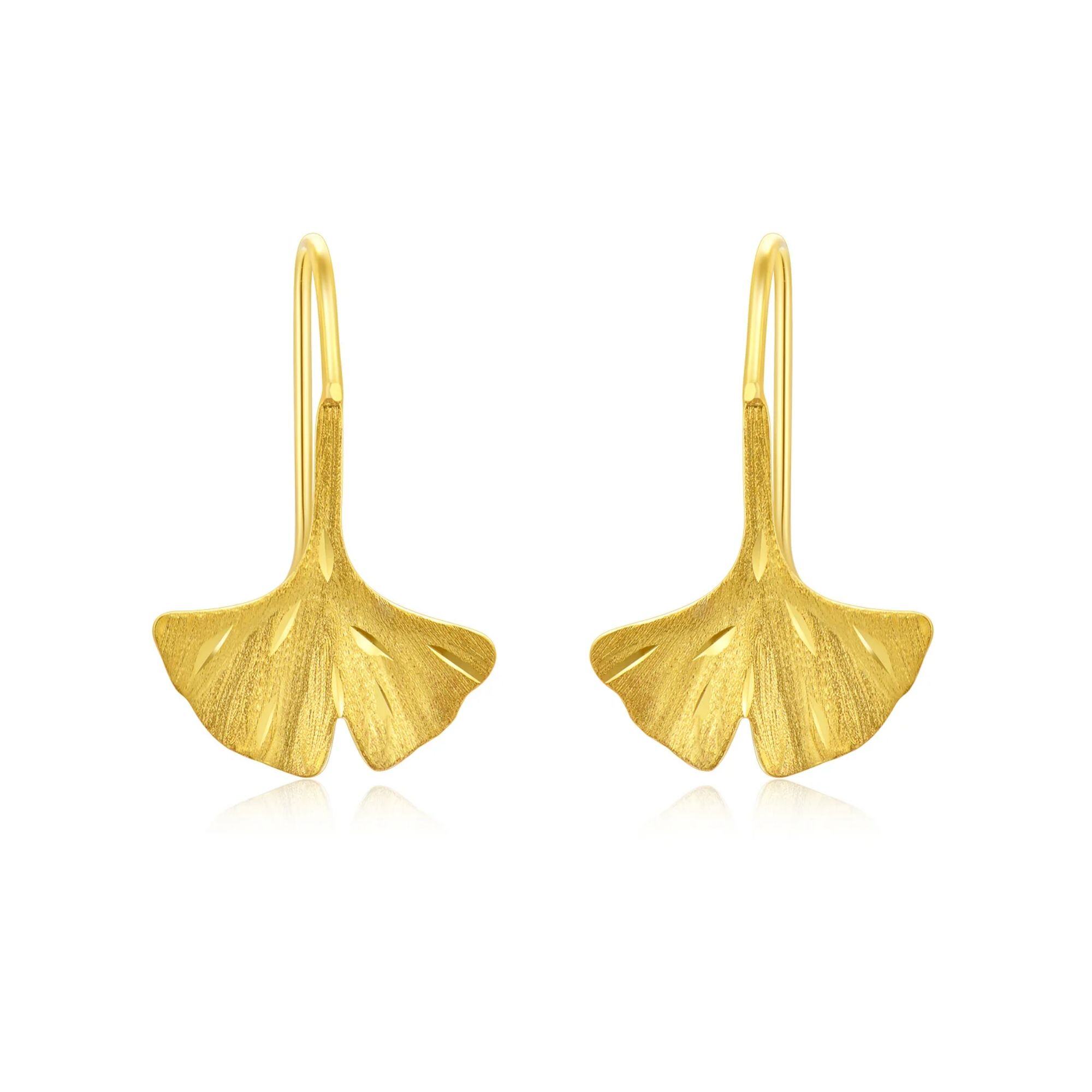 18K Gold Leaves Dro… - image