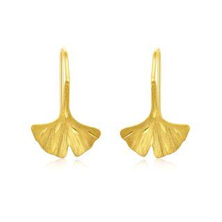 10K Gold Leaves Drop Earrings-5