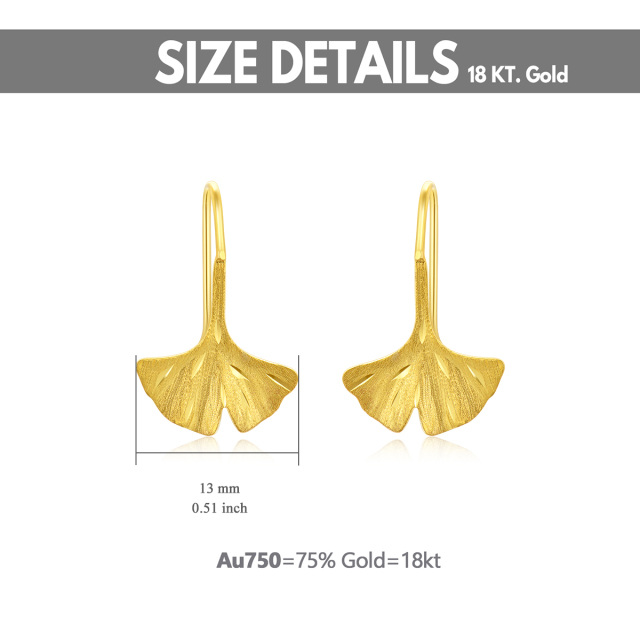 Pendientes Gota Hojas Oro 18K-6