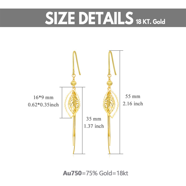 Pendientes Gota Hojas Oro 18K-5