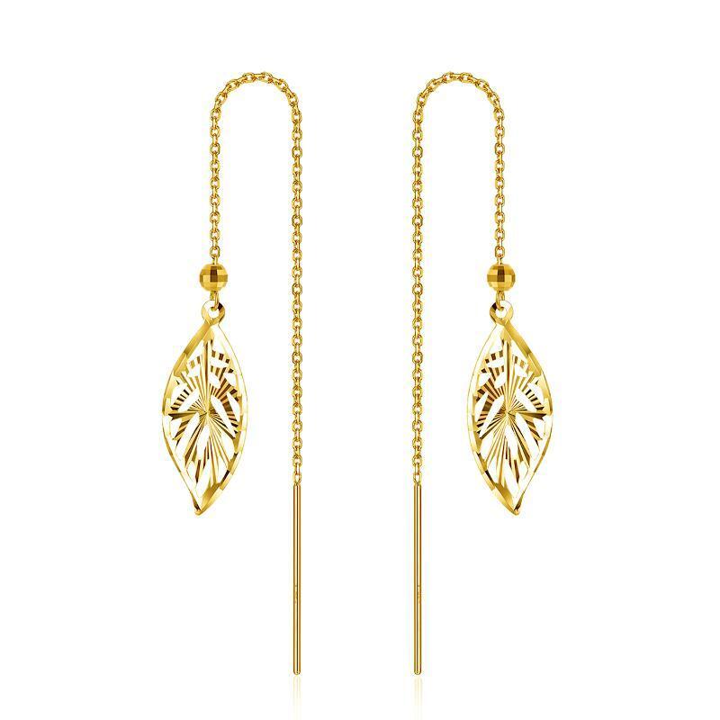Pendants d'oreilles feuilles en or 10K-1