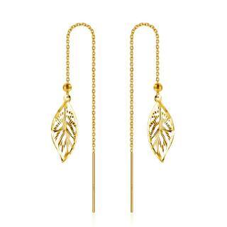 10K Gold Leaves Drop Earrings-52