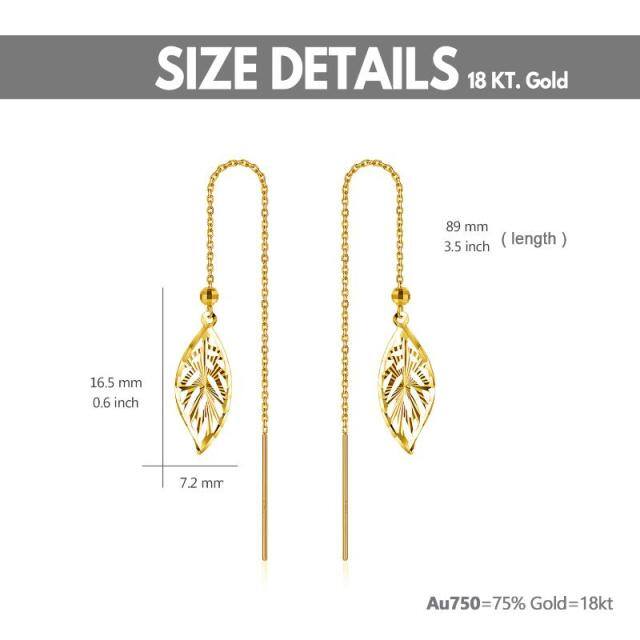 Pendientes Gota Hojas Oro 18K-4