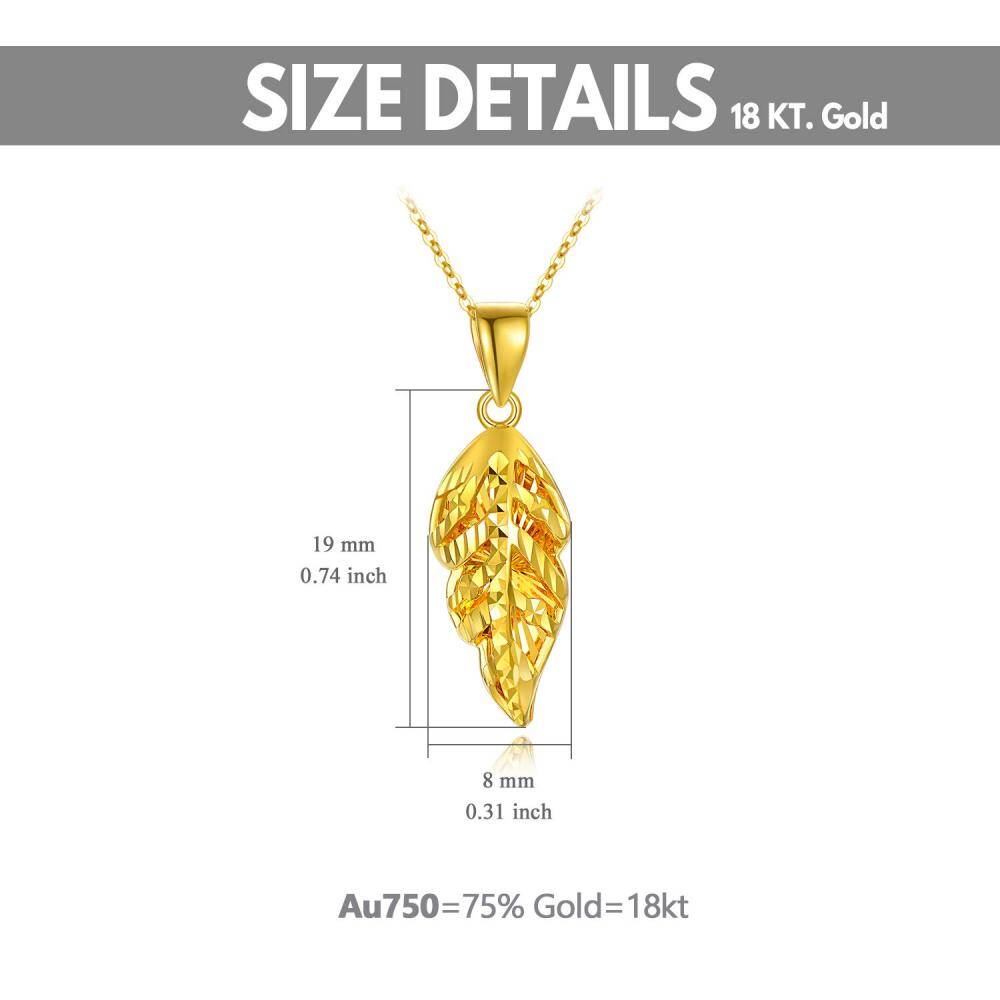 10K Gold Leaves & Feather Pendant Necklace-6