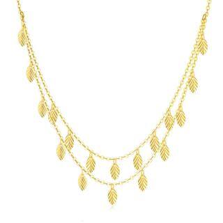 10K Gold Leaves Layered Necklace-44