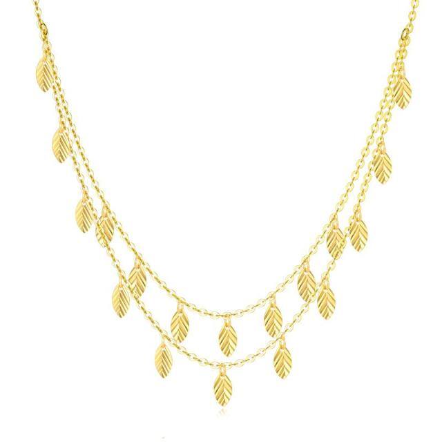 18K Gold Leaves Layered Necklace-2