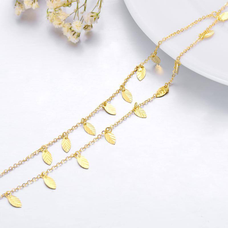10K Gold Leaves Layered Necklace-4