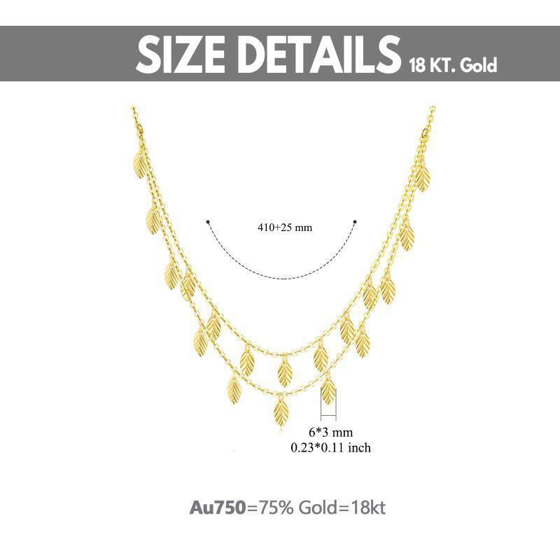 Colar de folhas em camadas em ouro de 18K-6