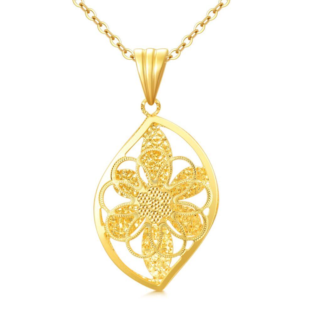 10K Gold Leaves Pendant Necklace-1