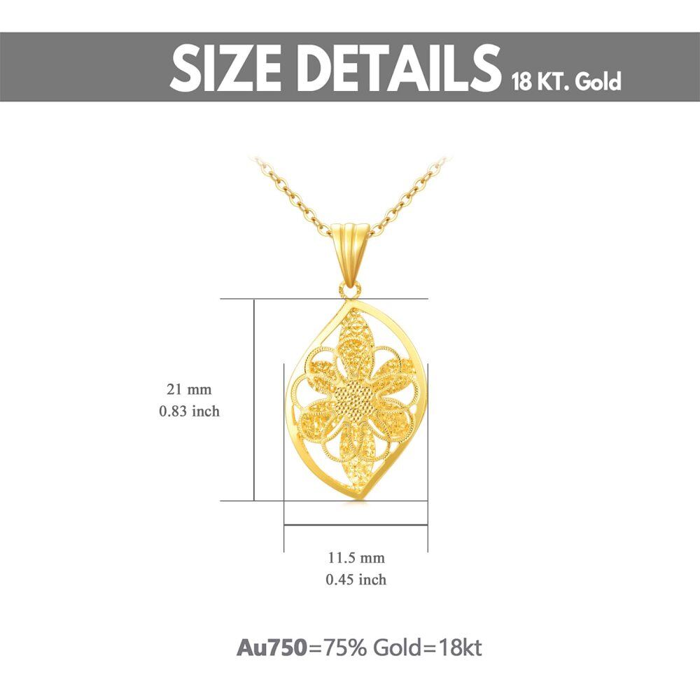 10K Gold Leaves Pendant Necklace-5