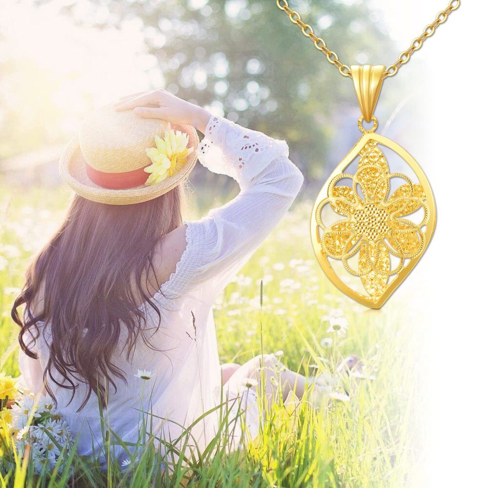 10K Gold Leaves Pendant Necklace-6