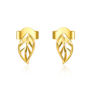 10K Gold Leaves Stud Earrings-51