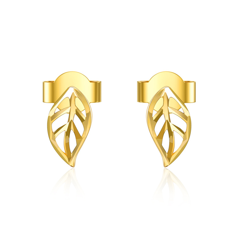 18K Gold Leaves Stud Earrings